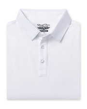 Men’s Olympic Polo in White, folded front product view
