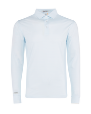 Stearns Long Sleeve Polo in Sky White, front flat lay view