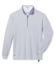 Front flat lay of the Optic Quarter Zip in silver featuring waffle-texture fabric