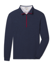 Crusher Quarter Zip in Navy body with Flag Red zipper trim, front flat lay product view