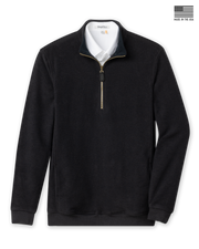 Major Quarter Zip in black, front product flat lay view