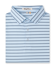 Quintero Stripe Polo in Nantucket Blue, folded front product view