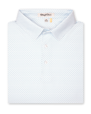 Wilshire Polo in gemstone, folded view highlighting collar, placket, and micro-print design