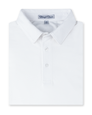 Oxford Polo in White, folded front product view