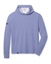 ermosa Hoodie in Tidal Blue featuring a lightweight cross-dyed heather finish, front flat lay view