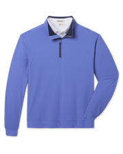 Bel Air Quarter Zip in Tidal Blue featuring a subtle textured pattern, front flat lay view