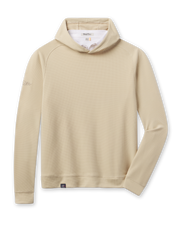 Gridlock Hoodie in Sandstorm featuring a textured waffle knit, pullover hood, long sleeves, and banded hem.