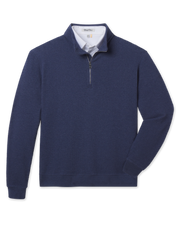 Topanga Quarter Zip pullover in New Indigo with a textured knit finish, quarter-zip closure, and classic stand collar, front view