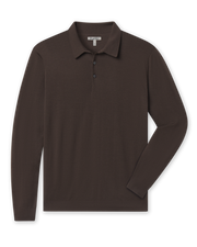 Stuart Long Sleeve Sweater Polo - Bourbon