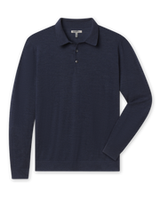 Stuart Long Sleeve Sweater Polo - Navy