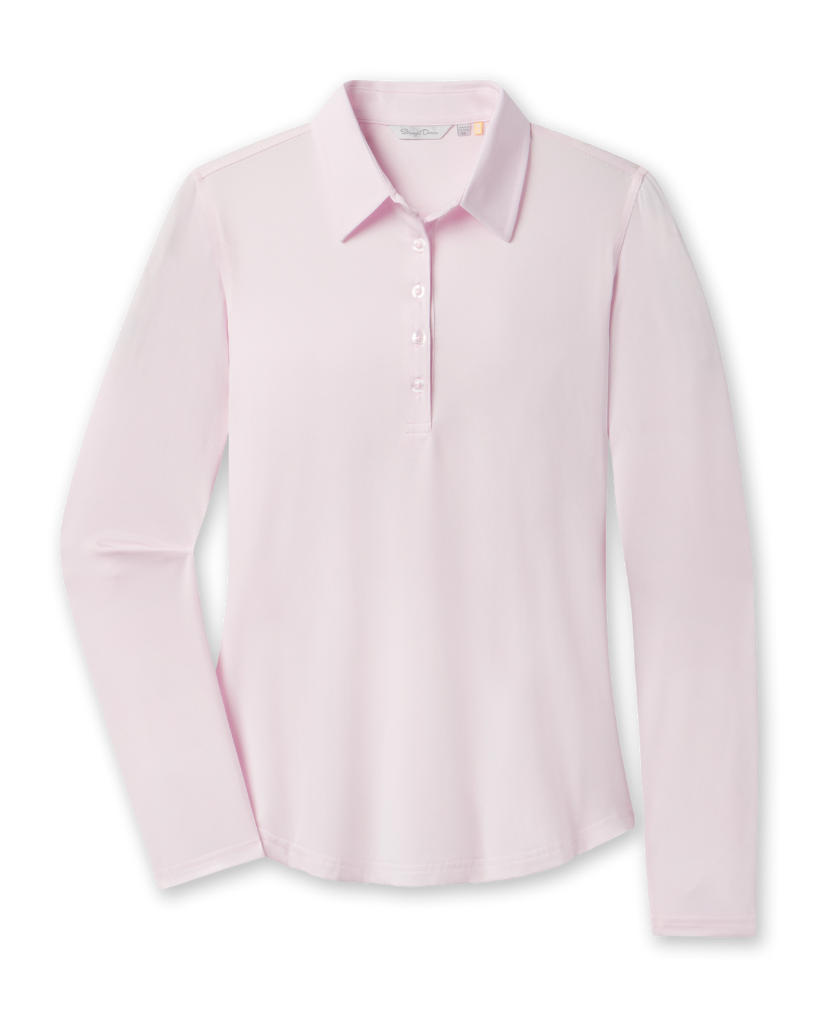Midday Long Sleeve Polo in Pale Pink front flat lay product view