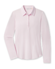 Midday Long Sleeve Polo in Pale Pink front flat lay product view