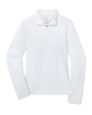 Mylite Quarter Zip in White with textured performance fabric, front view