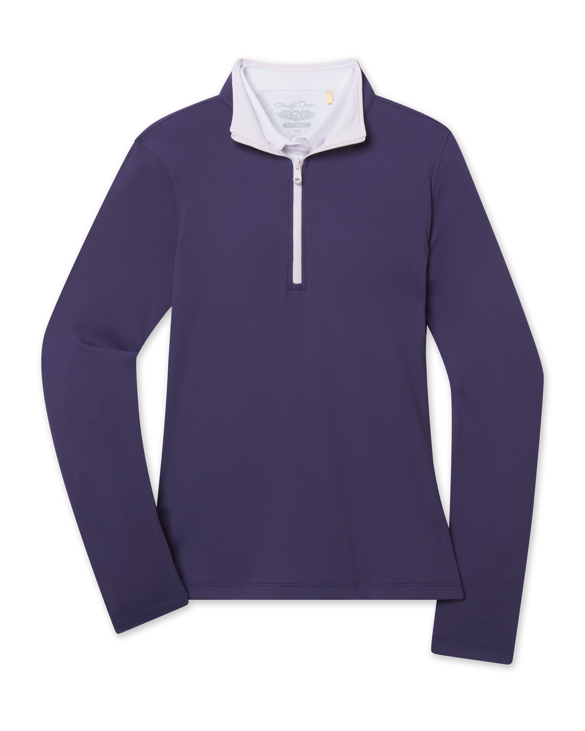 Skyler Quarter Zip in Blackcurrant purple featuring a sleek long-sleeve design with contrast zipper and inner white collar