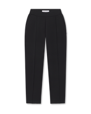 Black tailored trousers with a high waist and front crease, shown flat against a white background.
