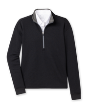 Opal Half Zip in Black with textured waffle-knit fabric and quarter-zip collar