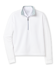 Opal Half Zip in White with textured waffle-knit fabric and quarter-zip collar