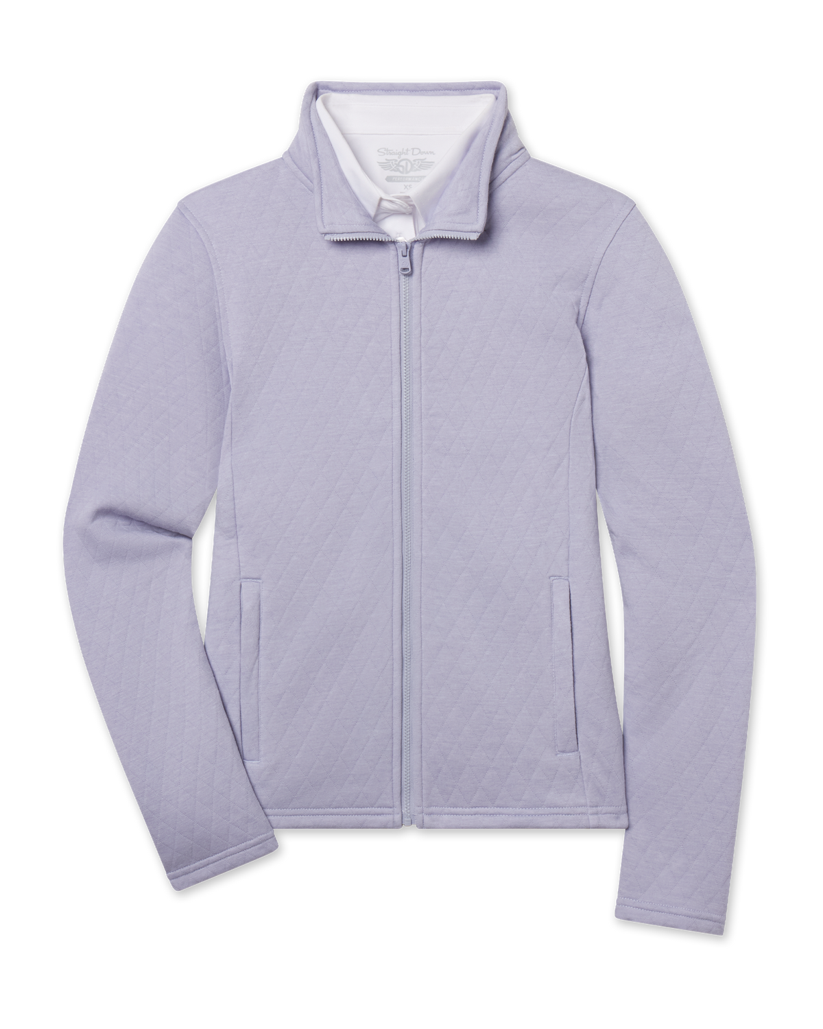 Women's Marlow Jacket in Cosmic Blue featuring quilted fabric, a full-zip front, and zippered hand pockets