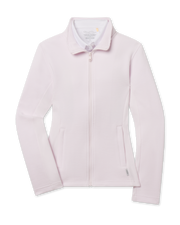 Straight Down New Swing Jacket in Pale Pink featuring a full-zip front, ribbed texture, and side pockets