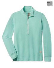 Women’s Hills Quarter Zip pullover in Cascade with waffle texture and silver half-zip detail