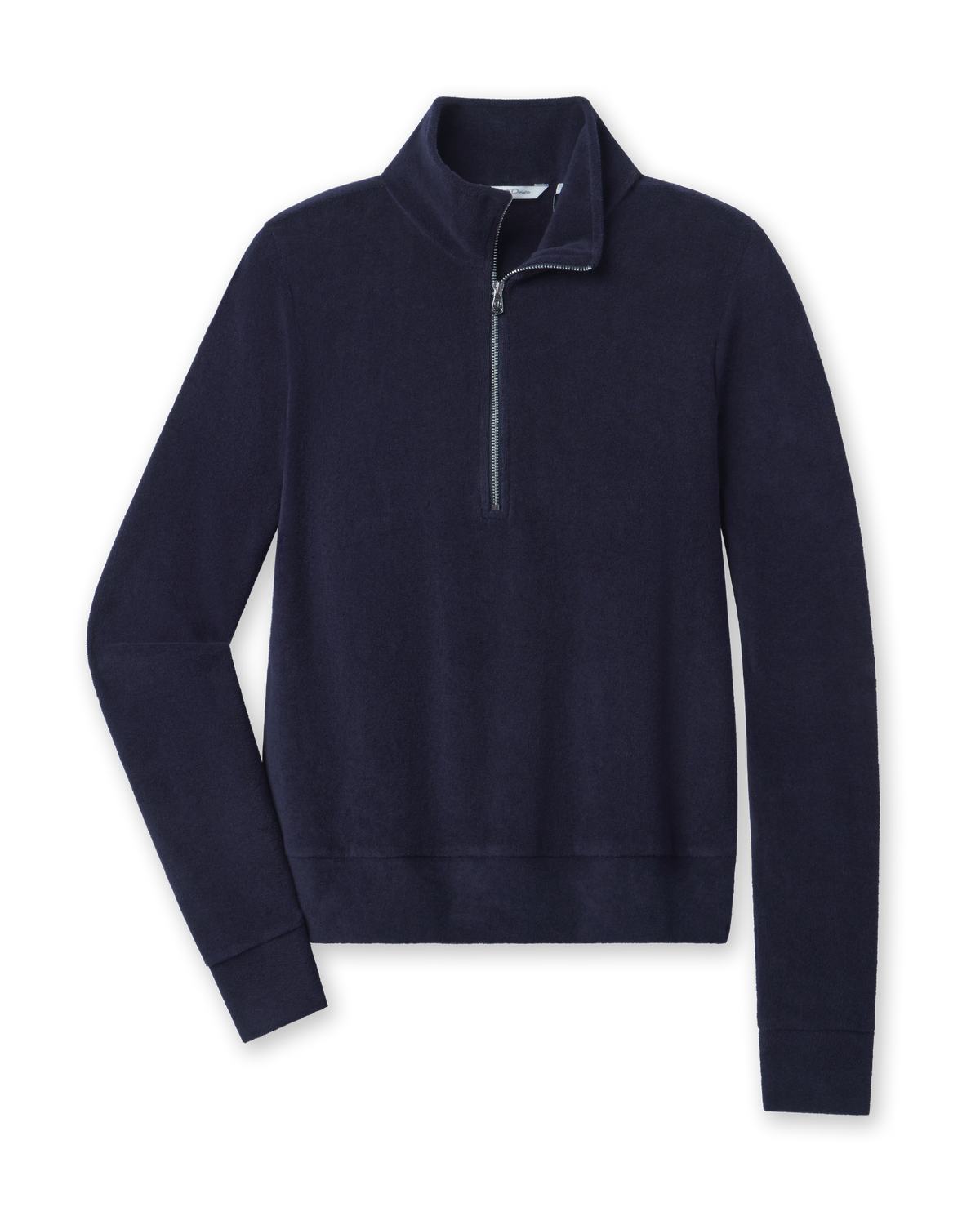 Collette Quarter Zip in New Indigo with soft brushed fabric, front view