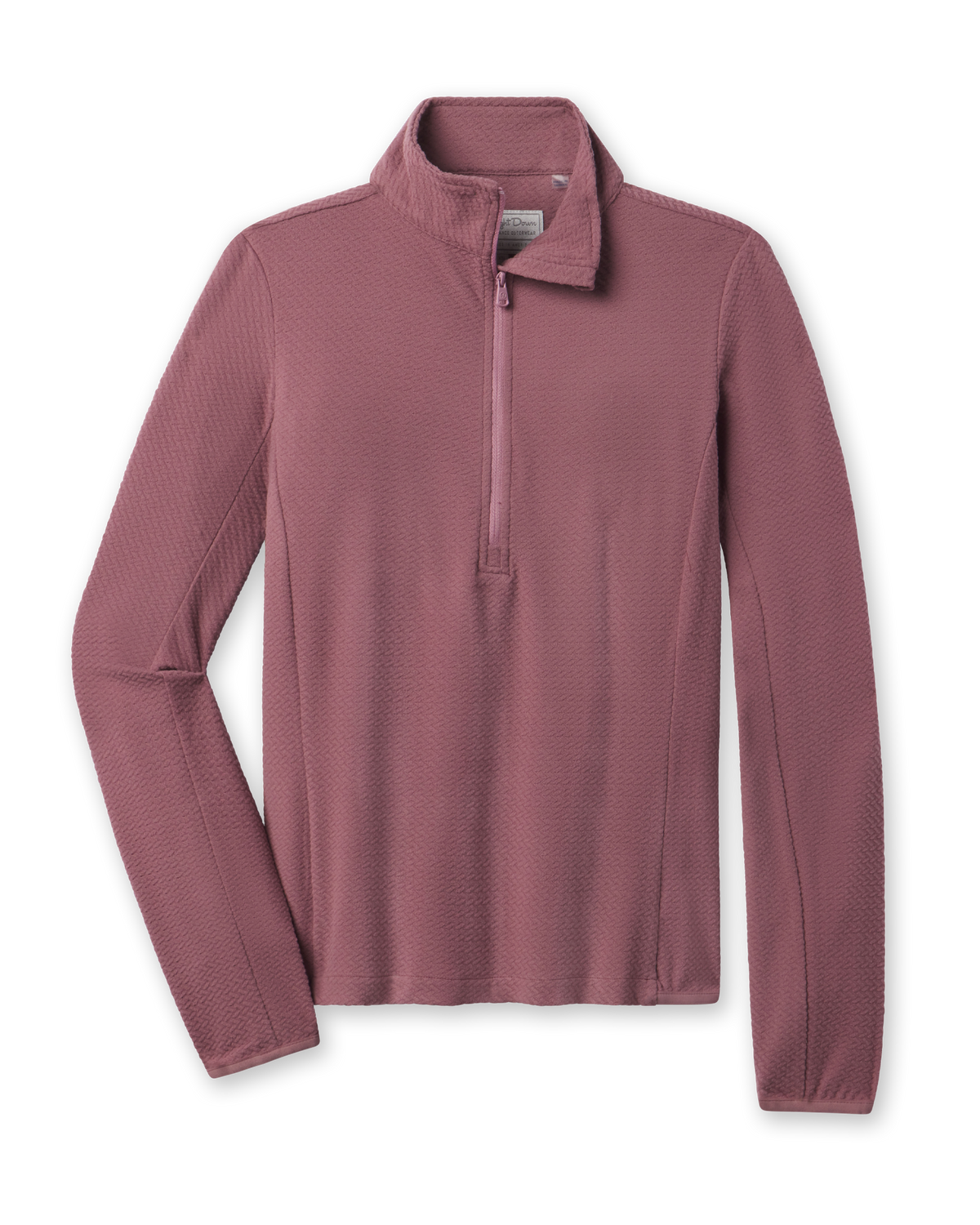 Lorna Half Zip women's textured fleece pullover in Oxblood Red, front flat lay view