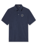 Dodge Polo in Navy, front flat lay product view with 126th U.S. Open Shinnecock Hills logo