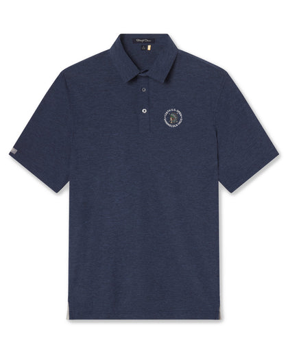 Dodge Polo in Navy, flat lay front product view with 126th U.S. Open Shinnecock Hills logo