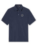 Dodge Polo in Navy, flat lay front product view with 126th U.S. Open Shinnecock Hills logo
