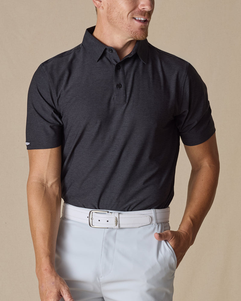 Dodge Polo in Dark Black, model wearing front view