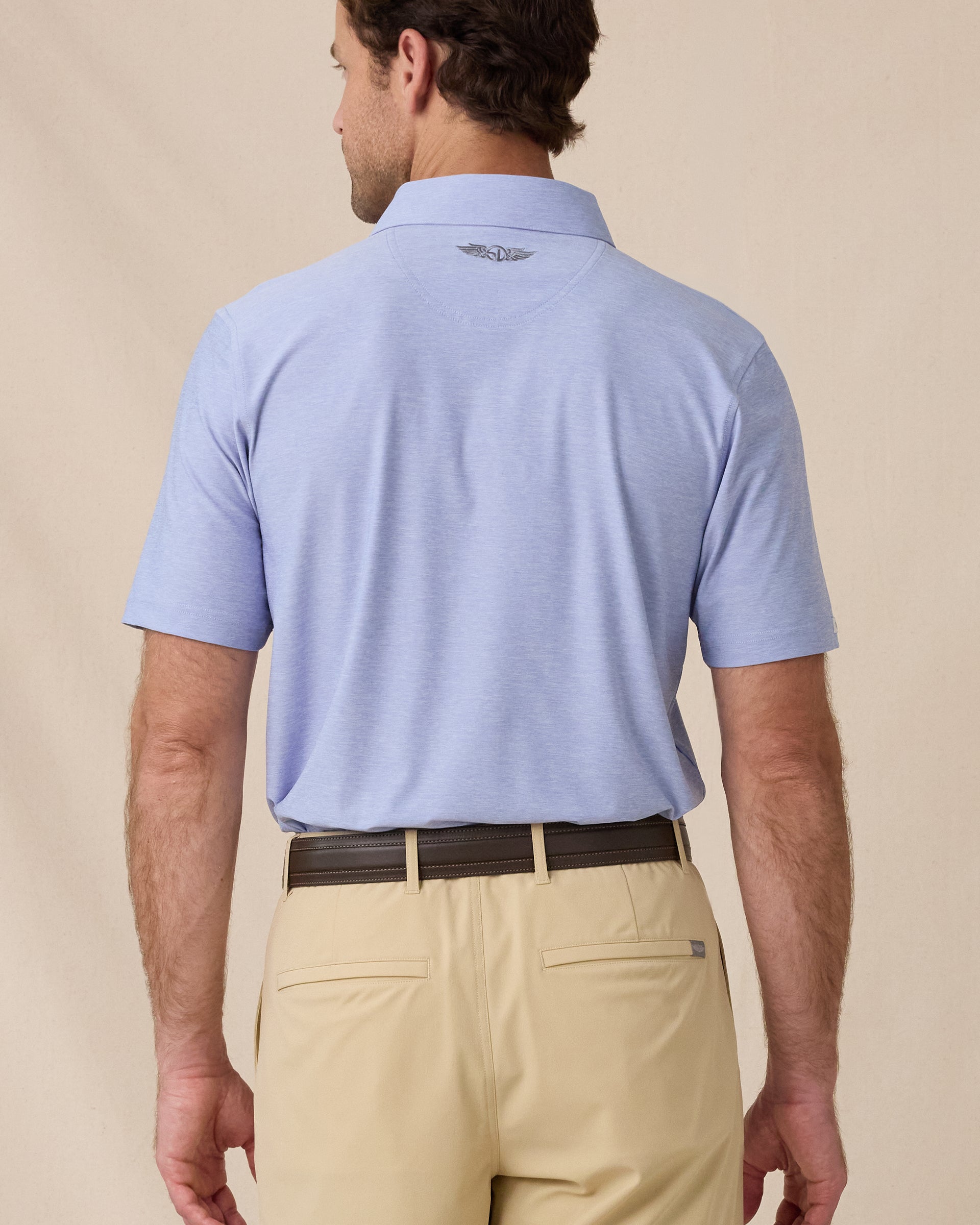 Dodge Polo in Blue Shade, model wearing back view