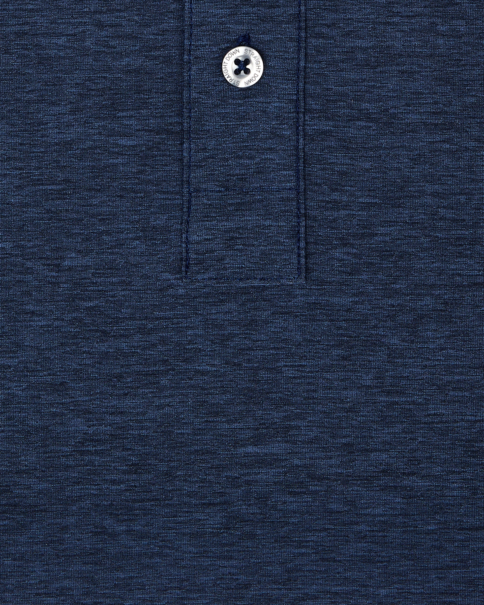 Close-up fabric texture and button placket detail of Dodge Polo in Navy