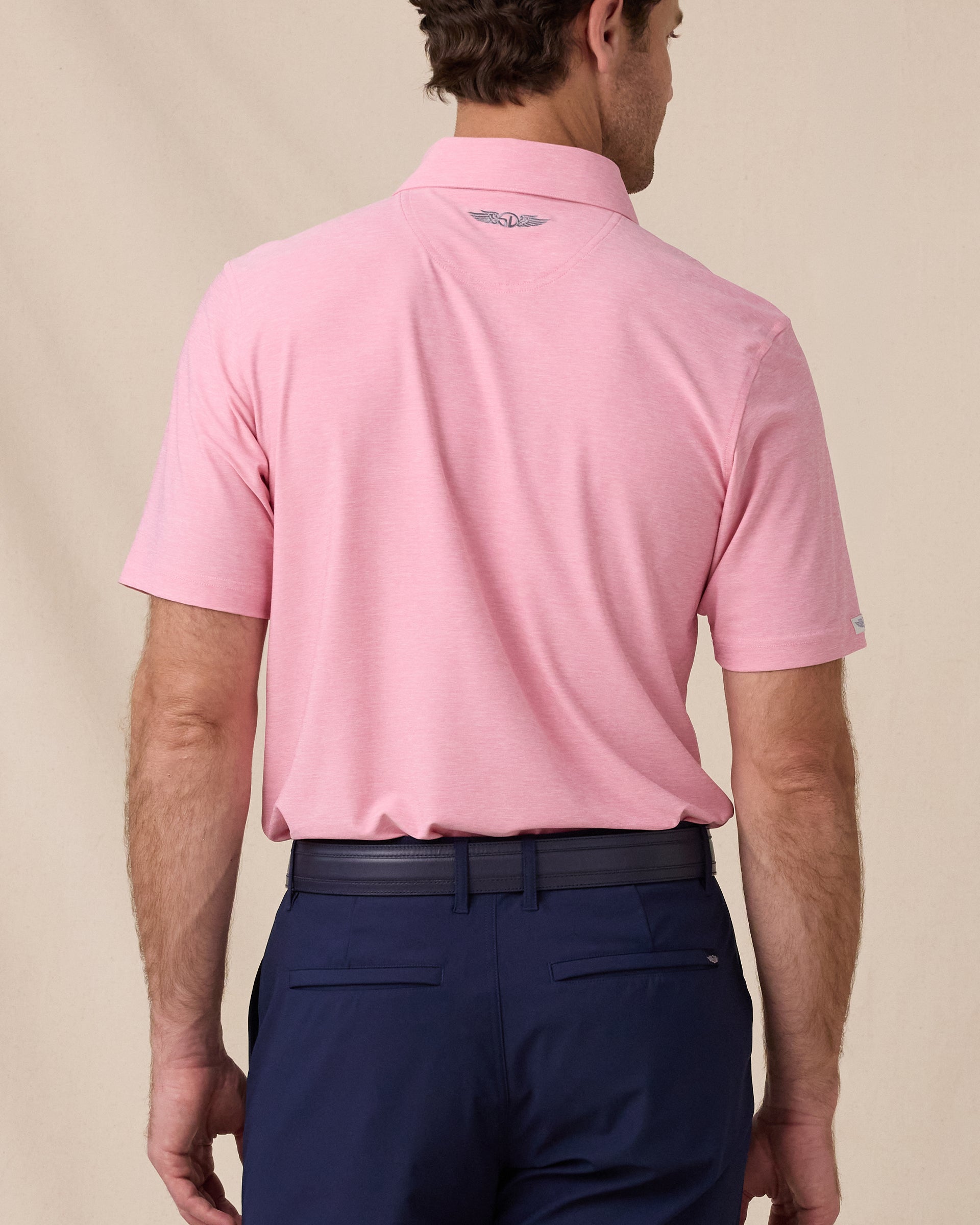 Dodge Polo in Pink, model wearing back view