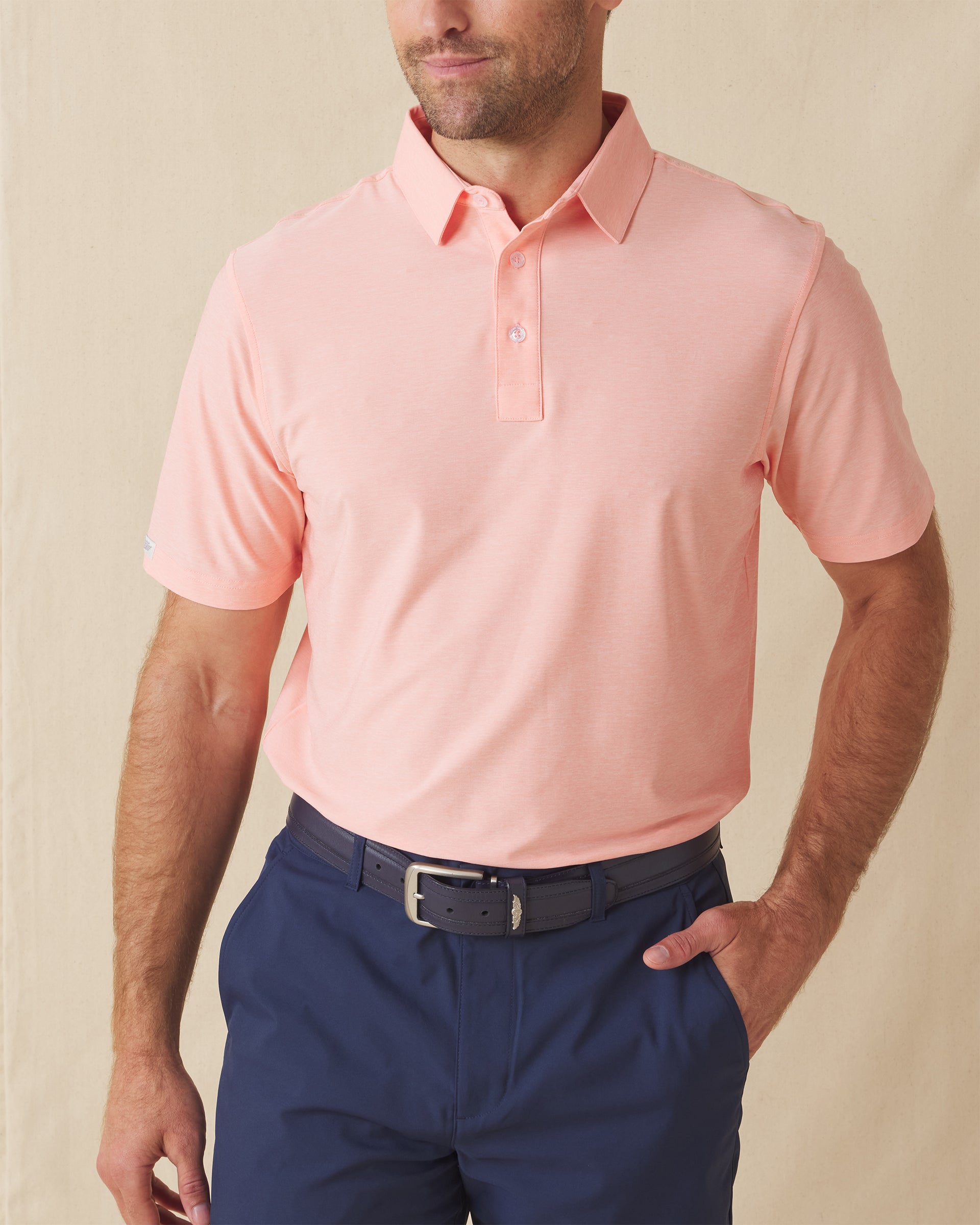 Dodge Polo in Spritz Orange, model wearing front view