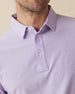 Close-up collar and placket detail of Dodge Polo in Violet