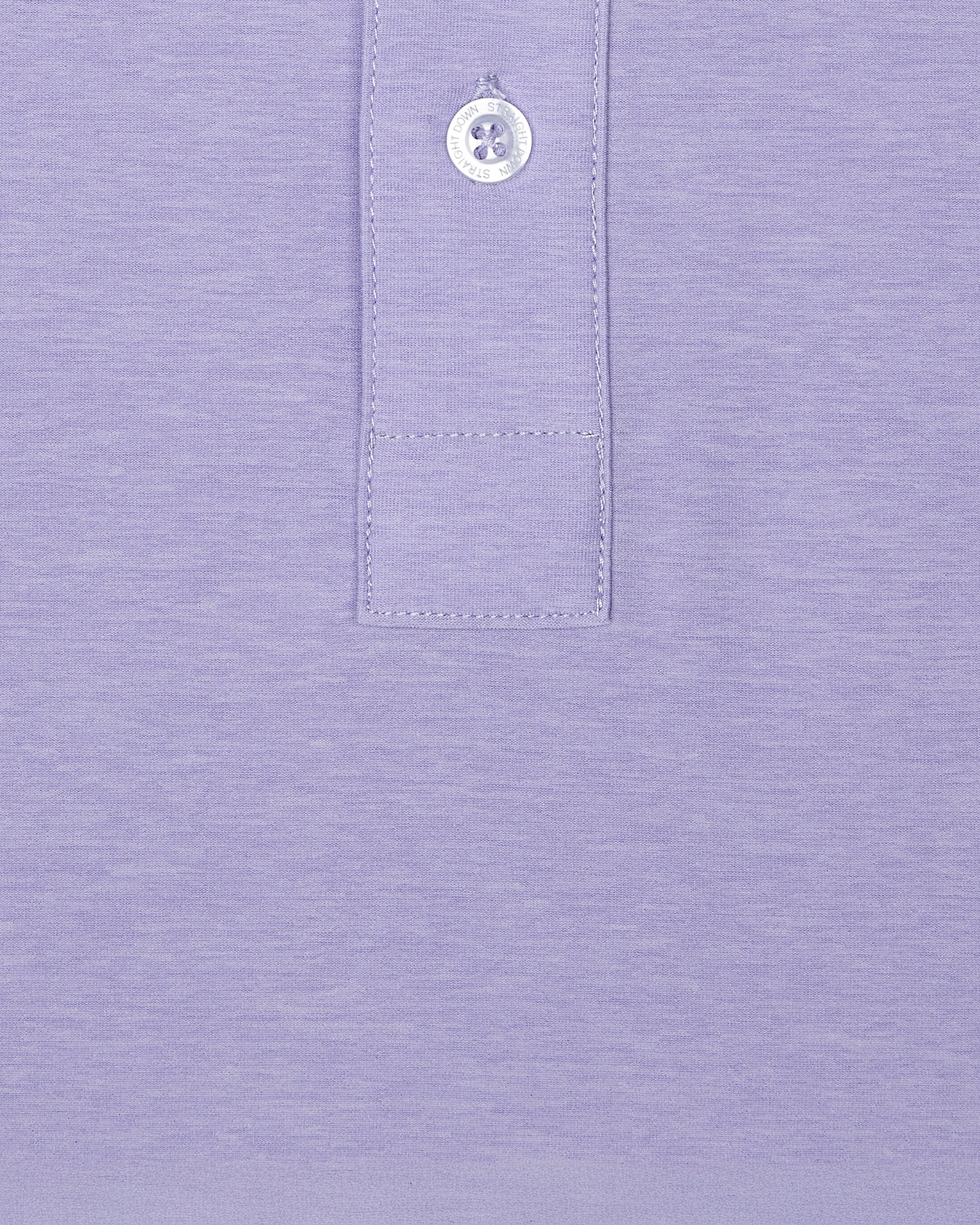 Close-up fabric texture and button placket detail of Dodge Polo in Violet