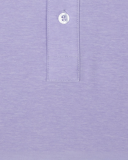 Close-up fabric texture and button placket detail of Dodge Polo in Violet