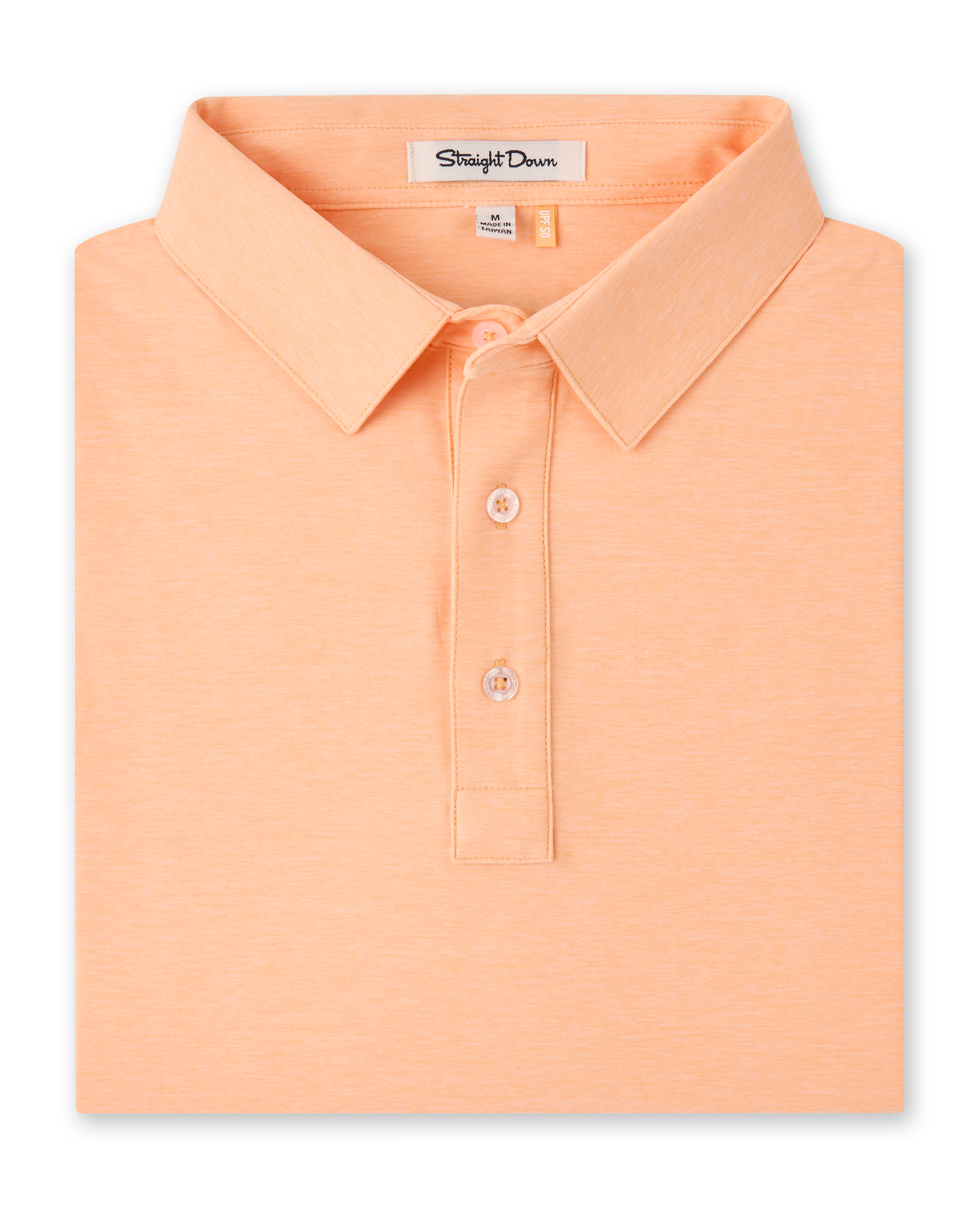 Men’s Dodge Polo in cantalope, folded view