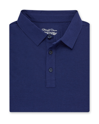 Dodge Polo in dark indigo blue, folded front product view