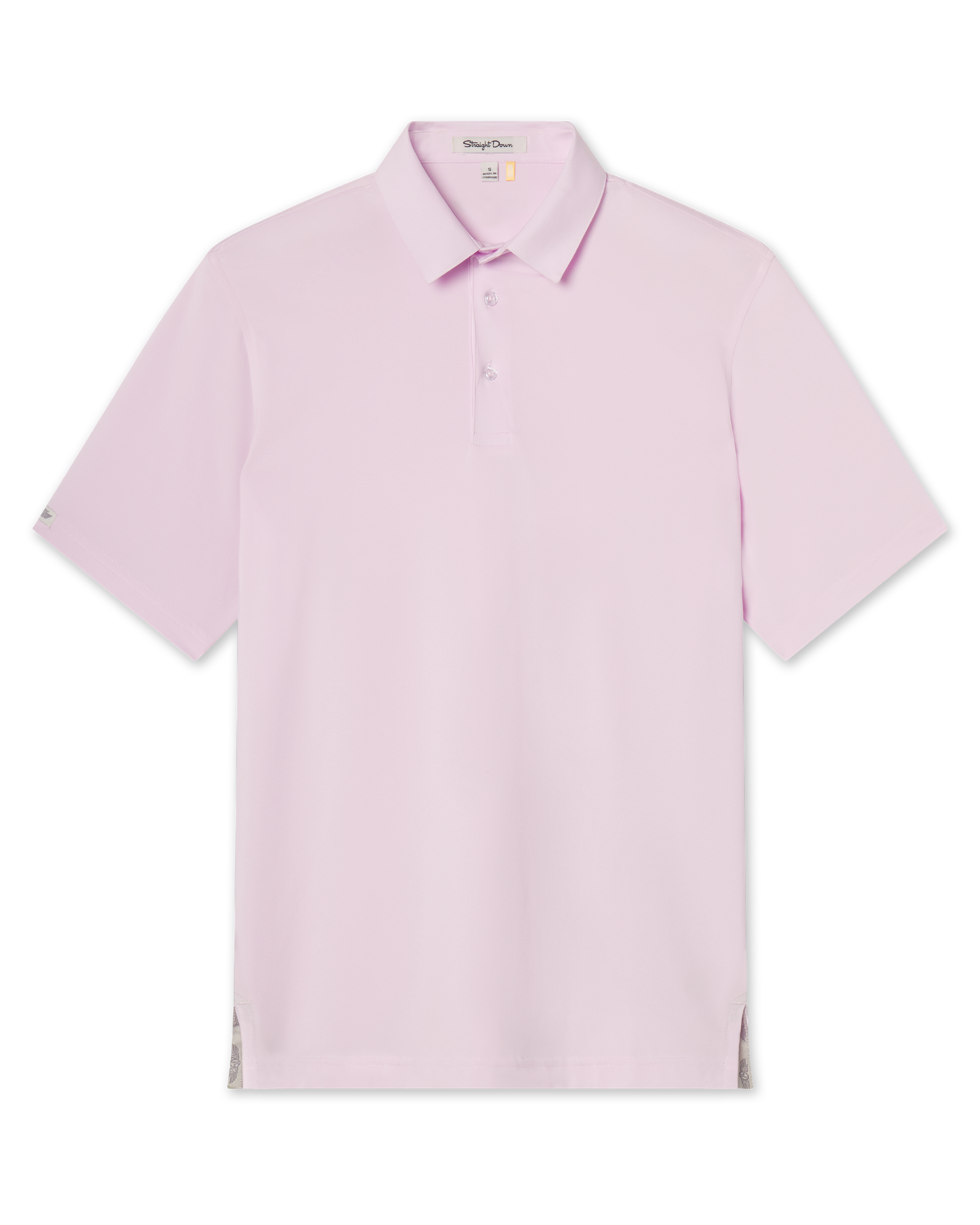 Men’s lilac short sleeve performance polo shirt front view