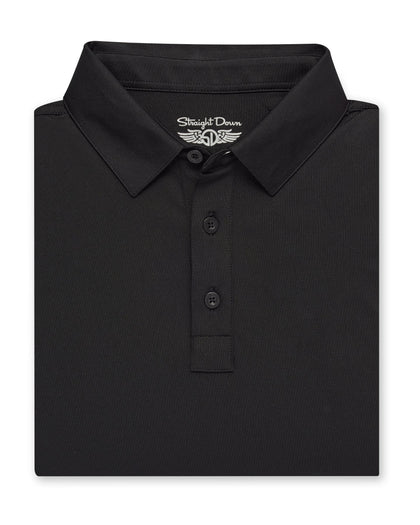 Men’s Olympic Polo in Black, folded front product view