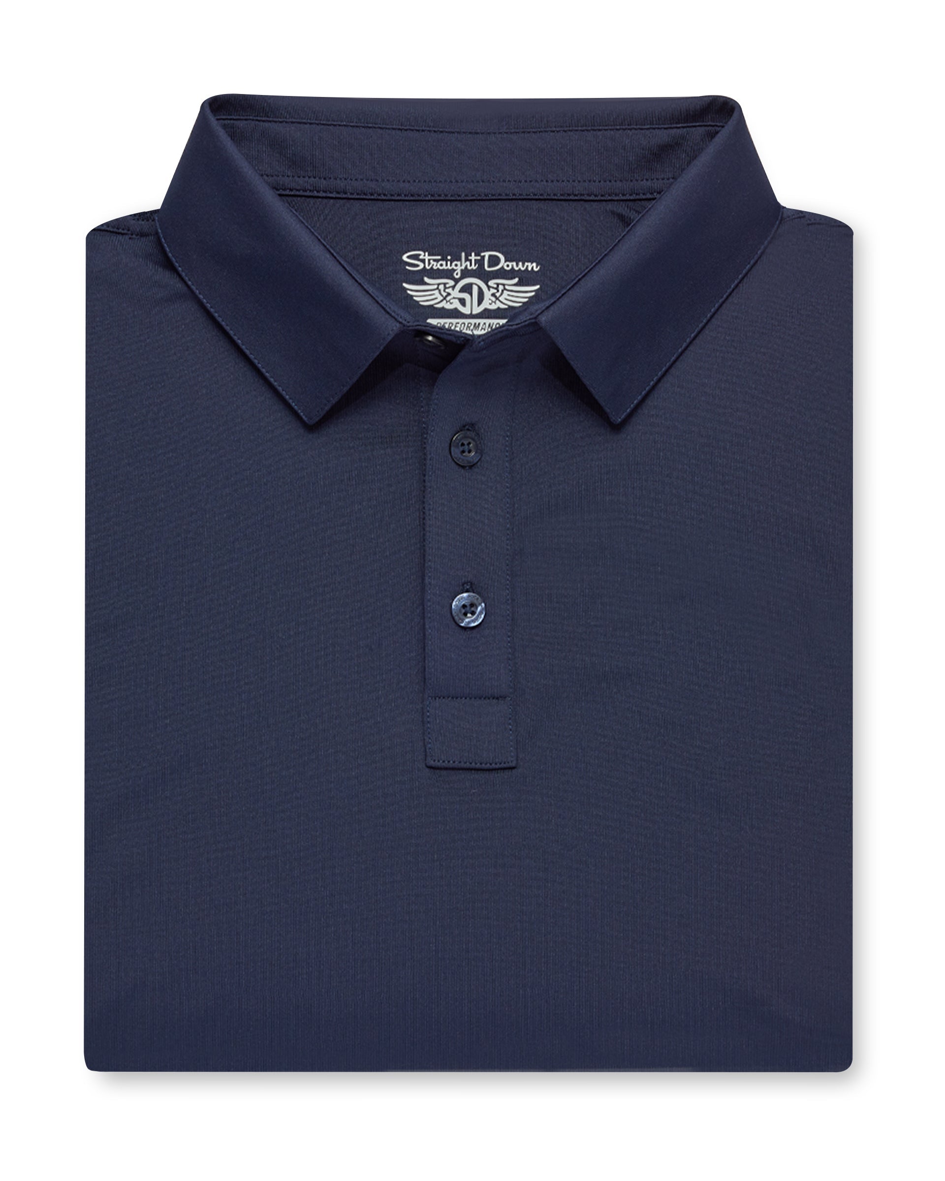 Men’s Olympic Polo in Indigo Blue, folded front product view
