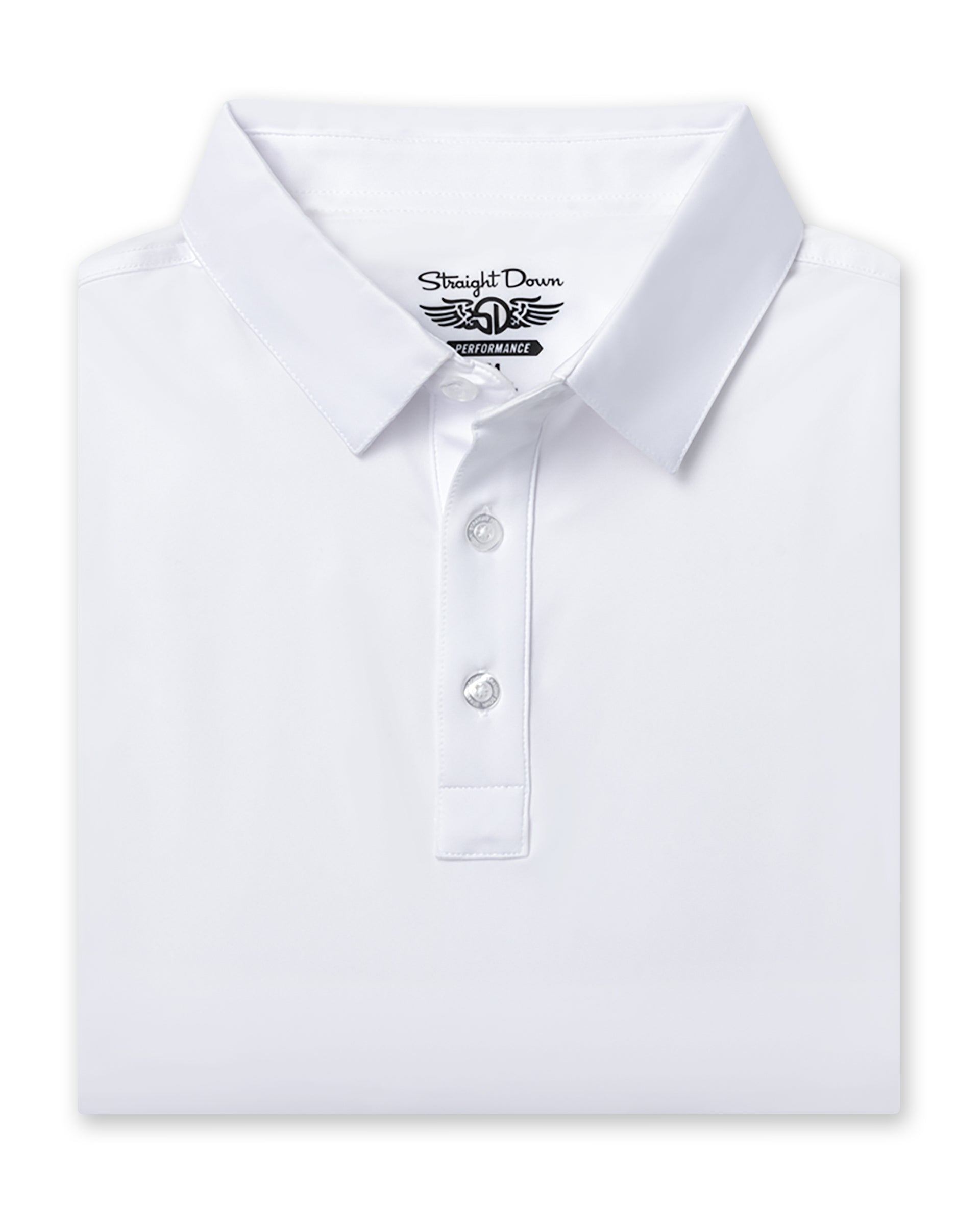 Men’s Olympic Polo in White, folded front product view