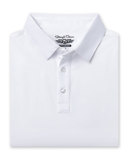 Men’s Olympic Polo in White, folded front product view