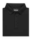 Olympic Polo in black, folded front product view
