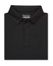 Olympic Polo in black, folded front product view