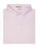 Men’s lilac polo shirt folded showing collar and button placket