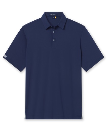 Olympic Polo in new indigo dark blue, front flat lay product view