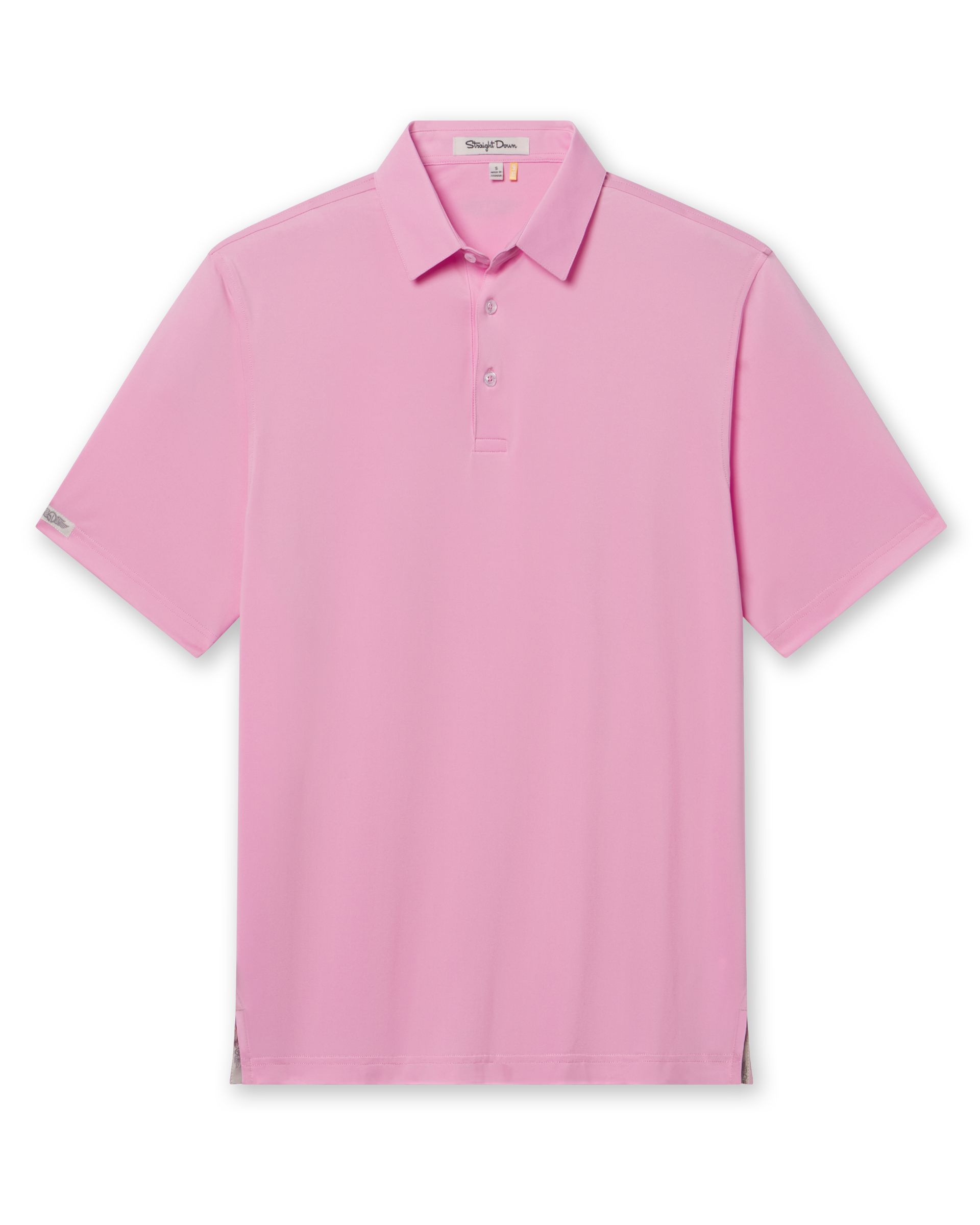 Olympic Polo in Pink Floyd pink, front flat lay product view