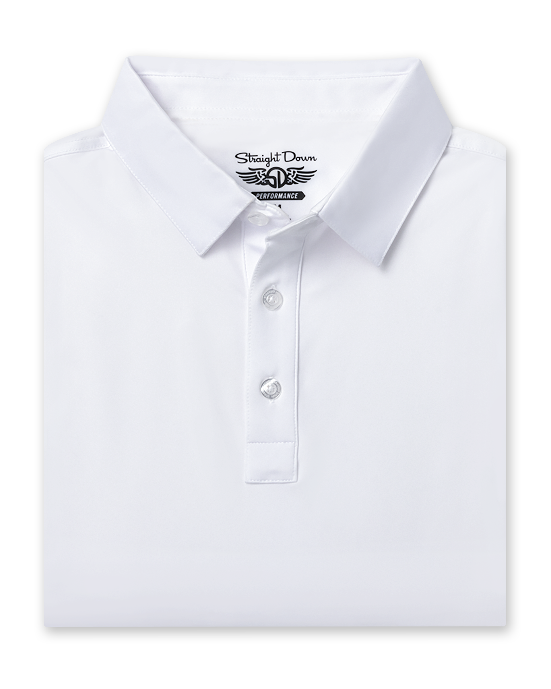 Men’s Olympic Polo in White, folded front product view